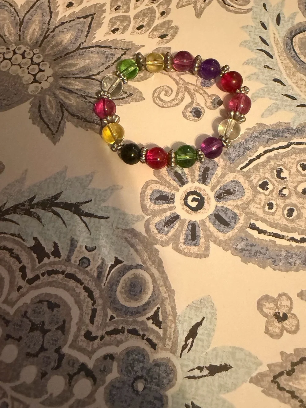 Small Multicolor Glass Bead Stretch Bracelet